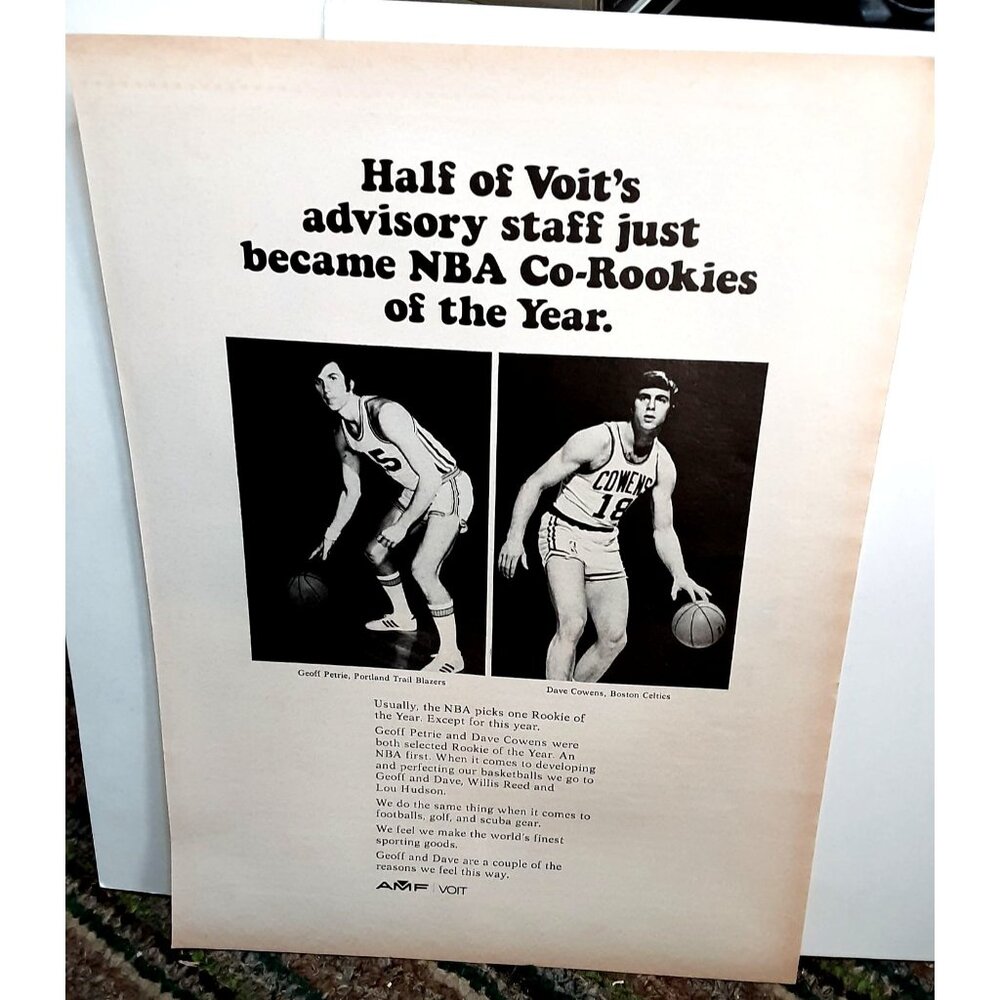 1971 Voit Dave Cowens Celtics Geoff Petrie Trail Blazers Rookies Original Print